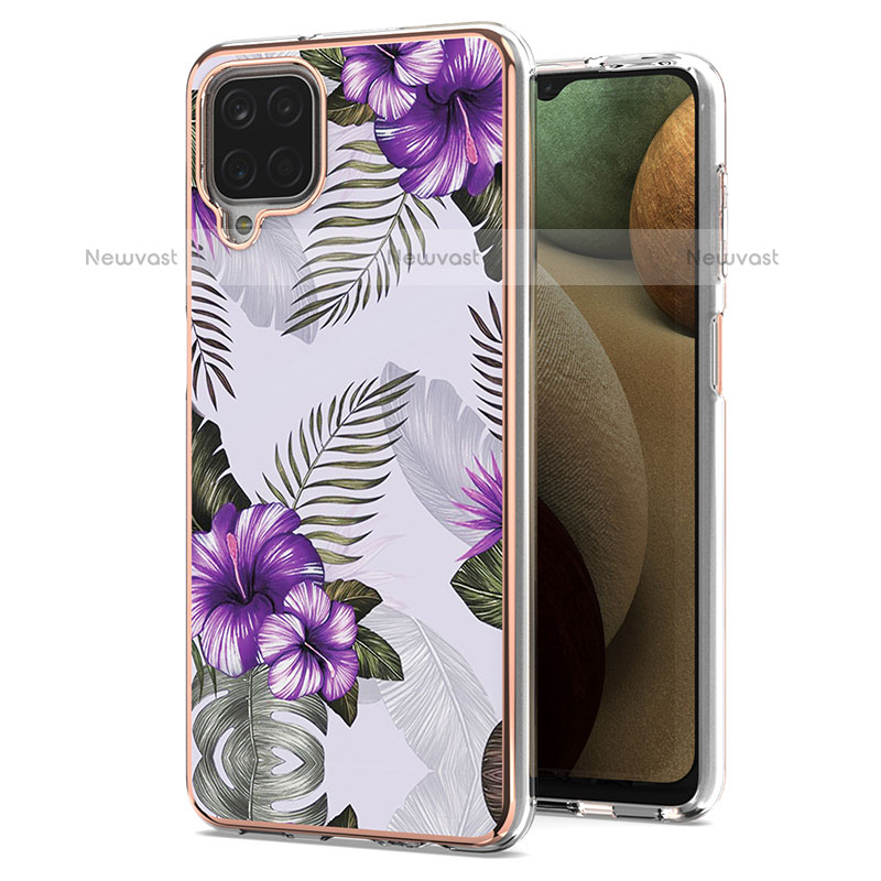 Silicone Candy Rubber Gel Fashionable Pattern Soft Case Cover Y03B for Samsung Galaxy F12 Purple