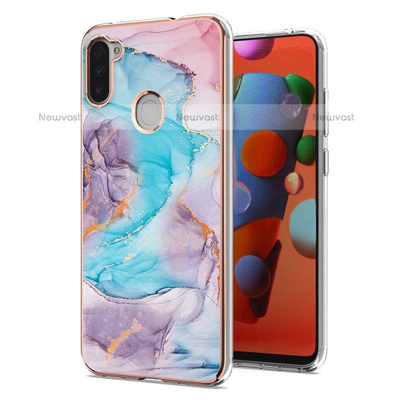 Silicone Candy Rubber Gel Fashionable Pattern Soft Case Cover Y03B for Samsung Galaxy M11 Blue