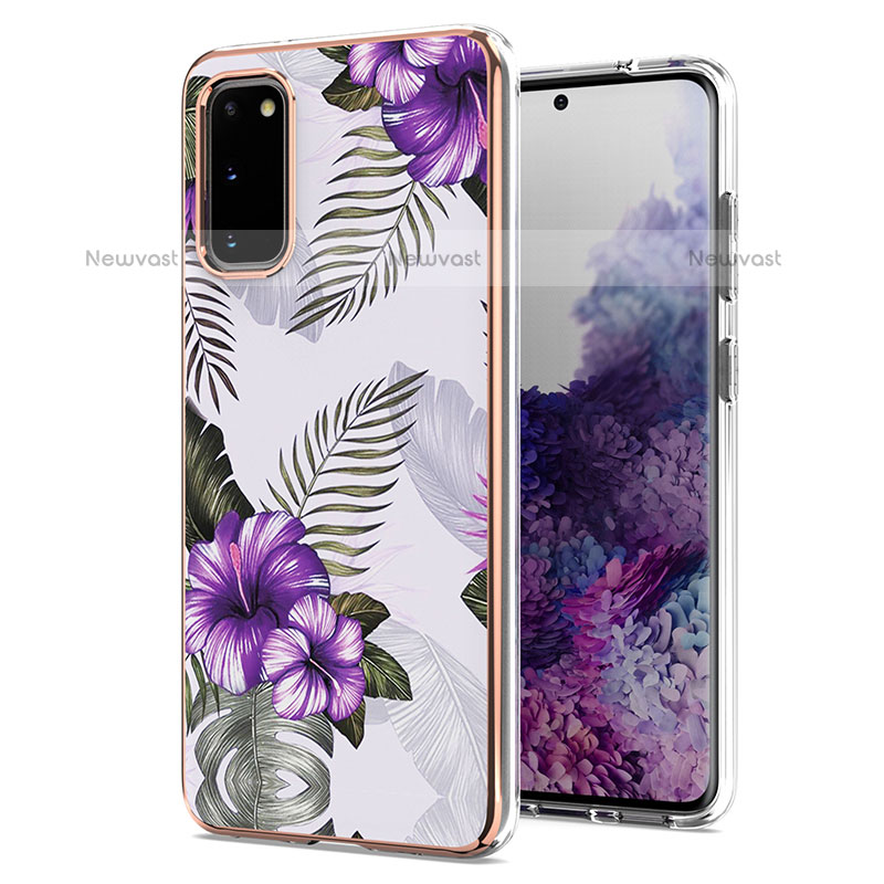 Silicone Candy Rubber Gel Fashionable Pattern Soft Case Cover Y03B for Samsung Galaxy S20 5G Purple