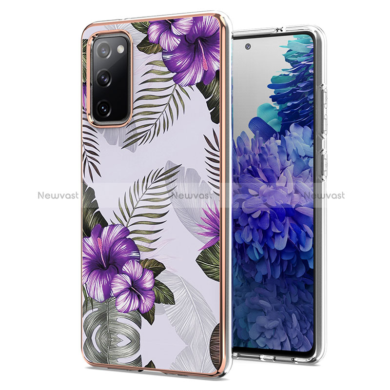 Silicone Candy Rubber Gel Fashionable Pattern Soft Case Cover Y03B for Samsung Galaxy S20 FE 4G Purple