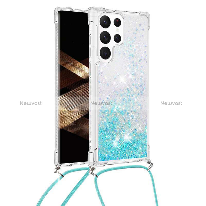 Silicone Candy Rubber Gel Fashionable Pattern Soft Case Cover Y03B for Samsung Galaxy S24 Ultra 5G Cyan