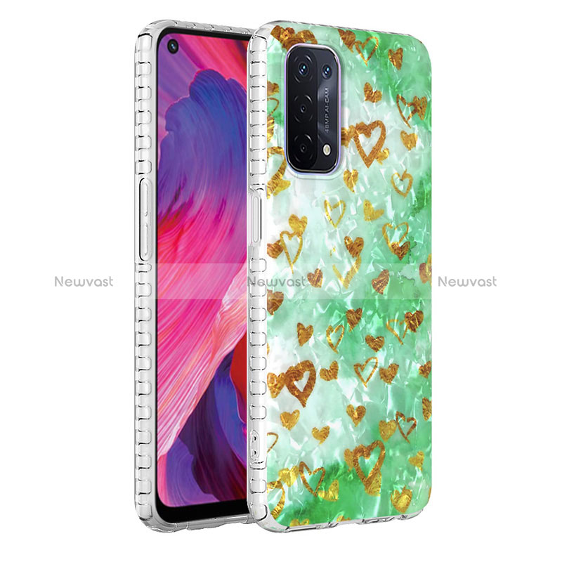 Silicone Candy Rubber Gel Fashionable Pattern Soft Case Cover Y04B for Oppo A74 5G Matcha Green