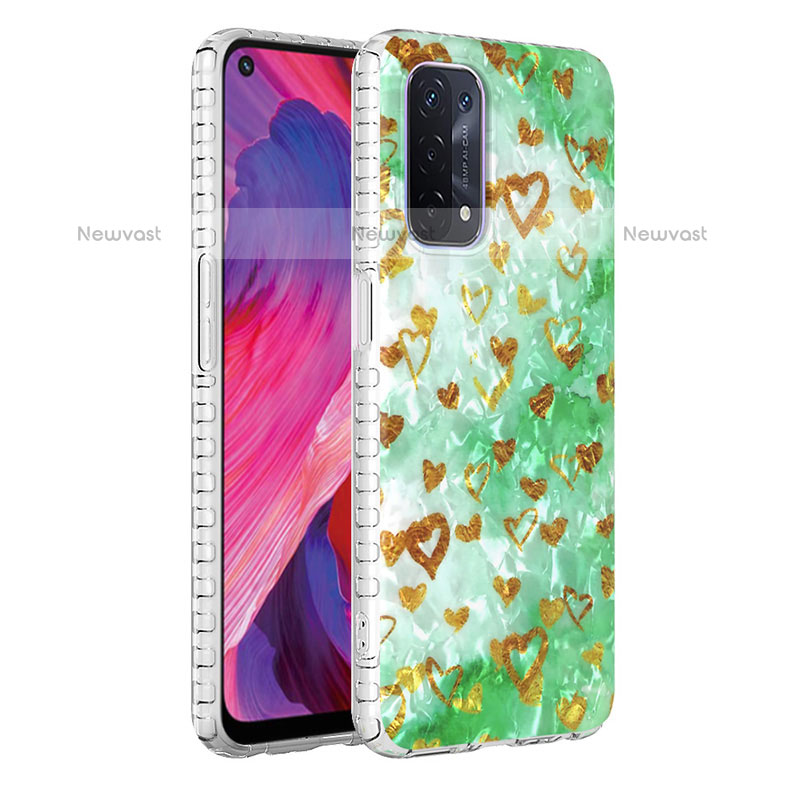 Silicone Candy Rubber Gel Fashionable Pattern Soft Case Cover Y04B for Oppo A93 5G Matcha Green