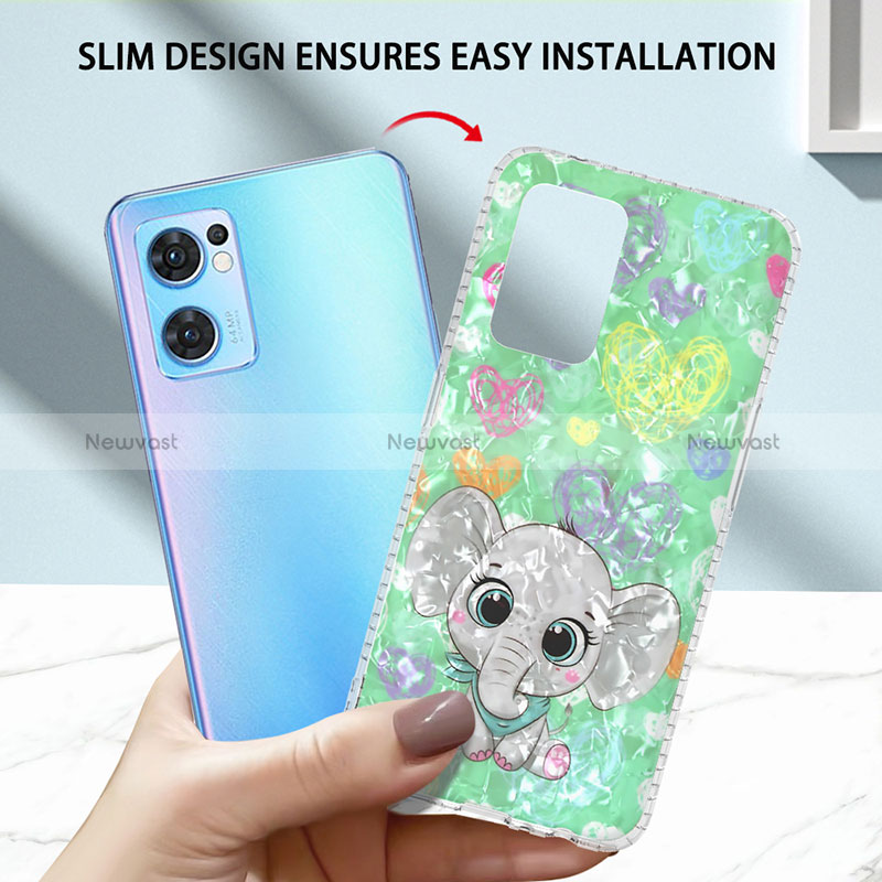 Silicone Candy Rubber Gel Fashionable Pattern Soft Case Cover Y04B for Oppo Reno7 5G