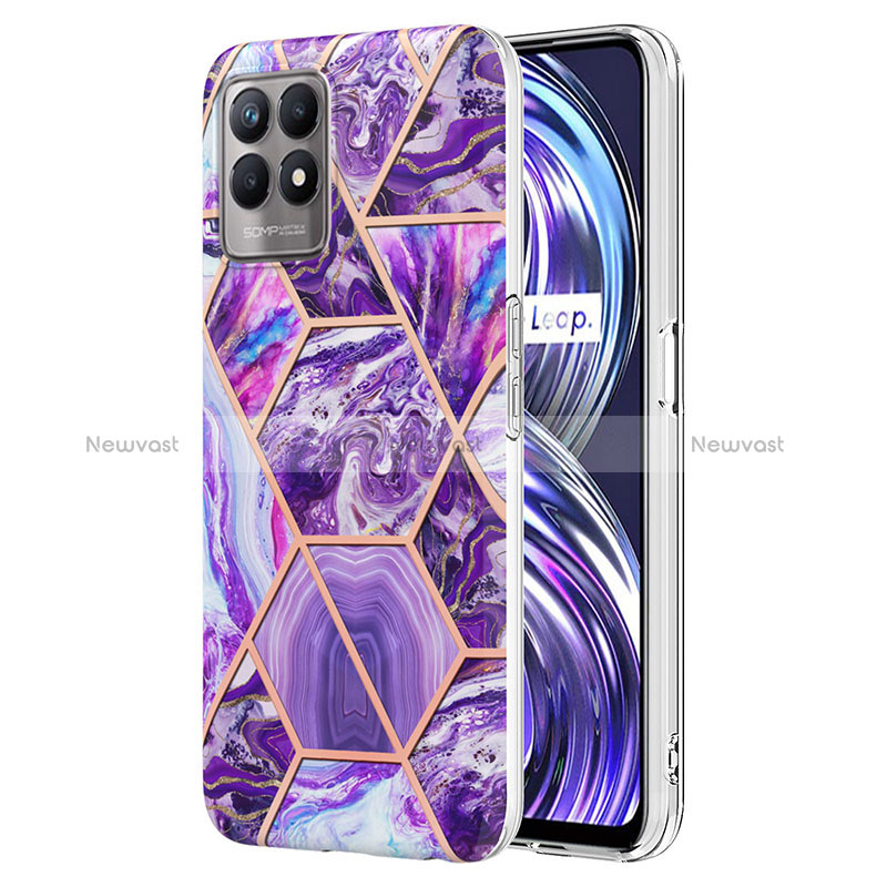 Silicone Candy Rubber Gel Fashionable Pattern Soft Case Cover Y04B for Realme 8i Purple