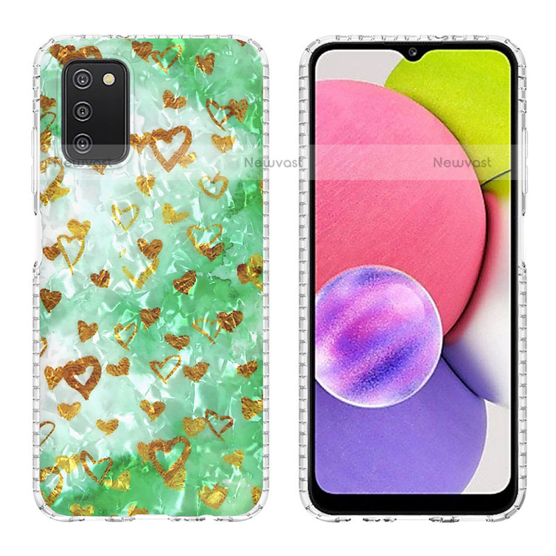 Silicone Candy Rubber Gel Fashionable Pattern Soft Case Cover Y04B for Samsung Galaxy A02s Matcha Green