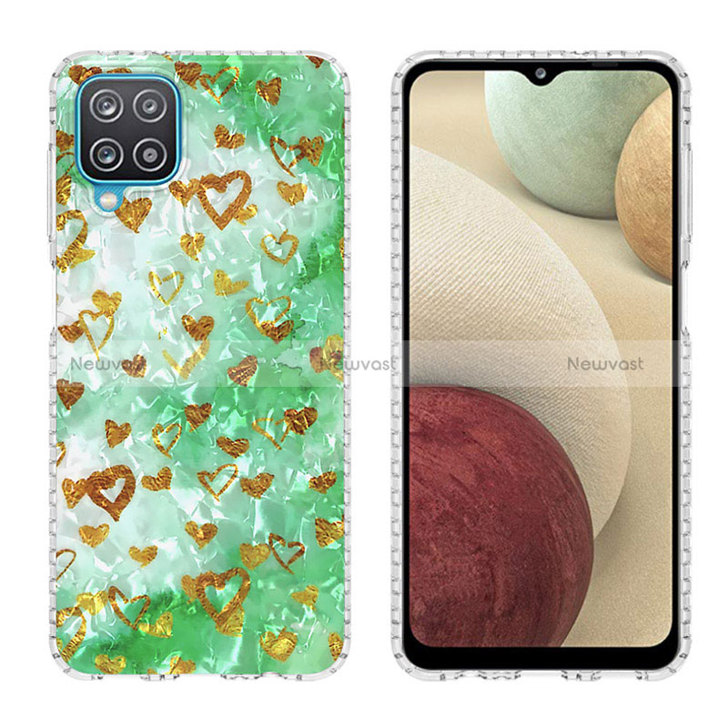 Silicone Candy Rubber Gel Fashionable Pattern Soft Case Cover Y04B for Samsung Galaxy A12 5G Matcha Green