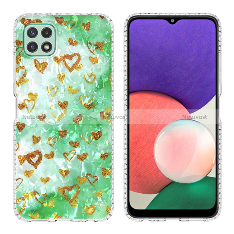 Silicone Candy Rubber Gel Fashionable Pattern Soft Case Cover Y04B for Samsung Galaxy A22s 5G Matcha Green