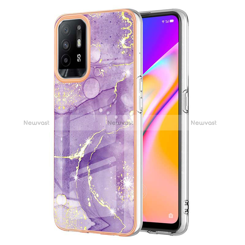 Silicone Candy Rubber Gel Fashionable Pattern Soft Case Cover Y05B for Oppo Reno5 Z 5G Purple