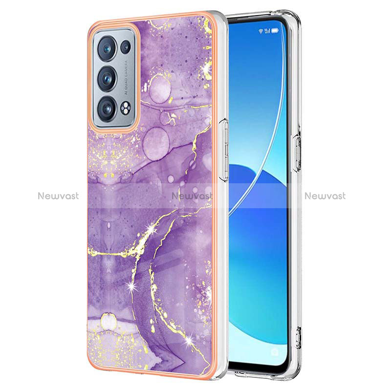 Silicone Candy Rubber Gel Fashionable Pattern Soft Case Cover Y05B for Oppo Reno6 Pro 5G Purple