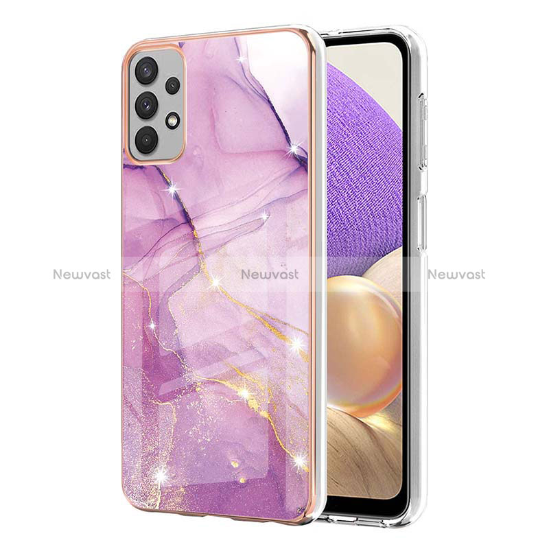 Silicone Candy Rubber Gel Fashionable Pattern Soft Case Cover Y05B for Samsung Galaxy A32 4G Clove Purple