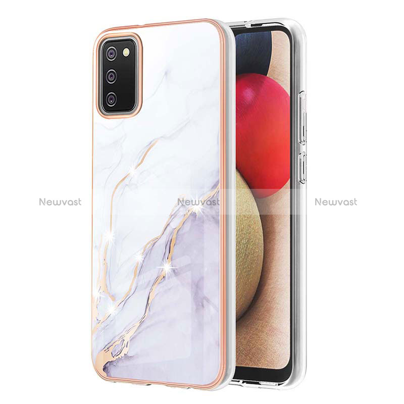 Silicone Candy Rubber Gel Fashionable Pattern Soft Case Cover Y05B for Samsung Galaxy F02S SM-E025F White