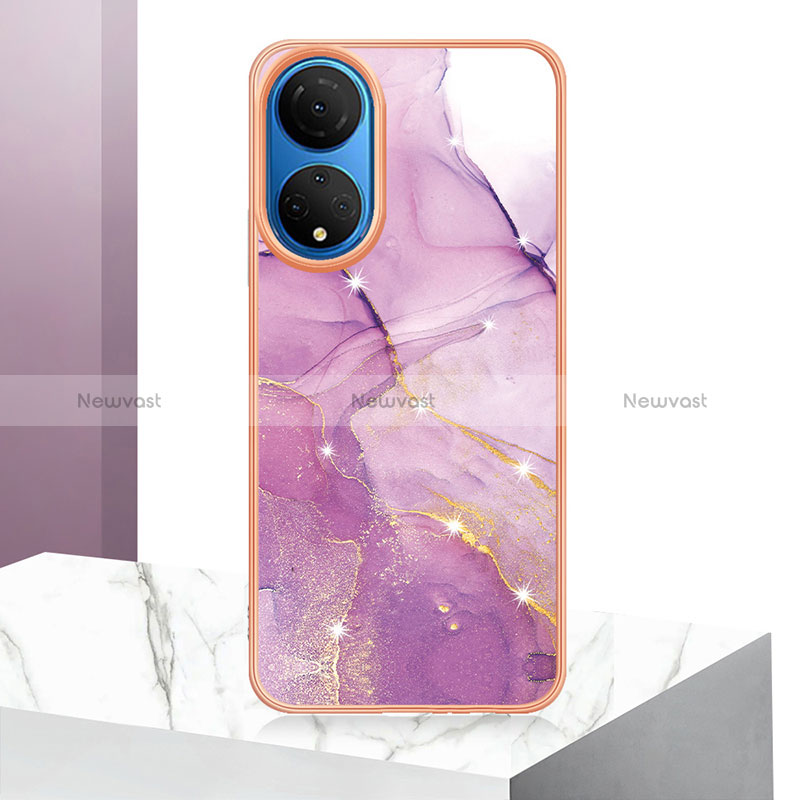 Silicone Candy Rubber Gel Fashionable Pattern Soft Case Cover Y06B for Huawei Honor X7 Clove Purple