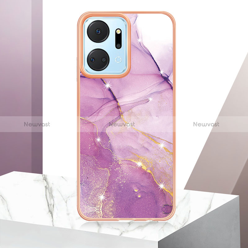 Silicone Candy Rubber Gel Fashionable Pattern Soft Case Cover Y06B for Huawei Honor X7a Clove Purple