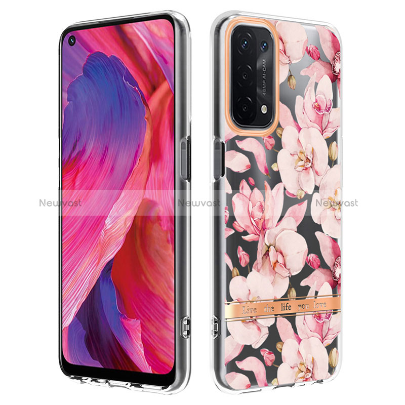 Silicone Candy Rubber Gel Fashionable Pattern Soft Case Cover Y06B for Oppo A74 5G Pink