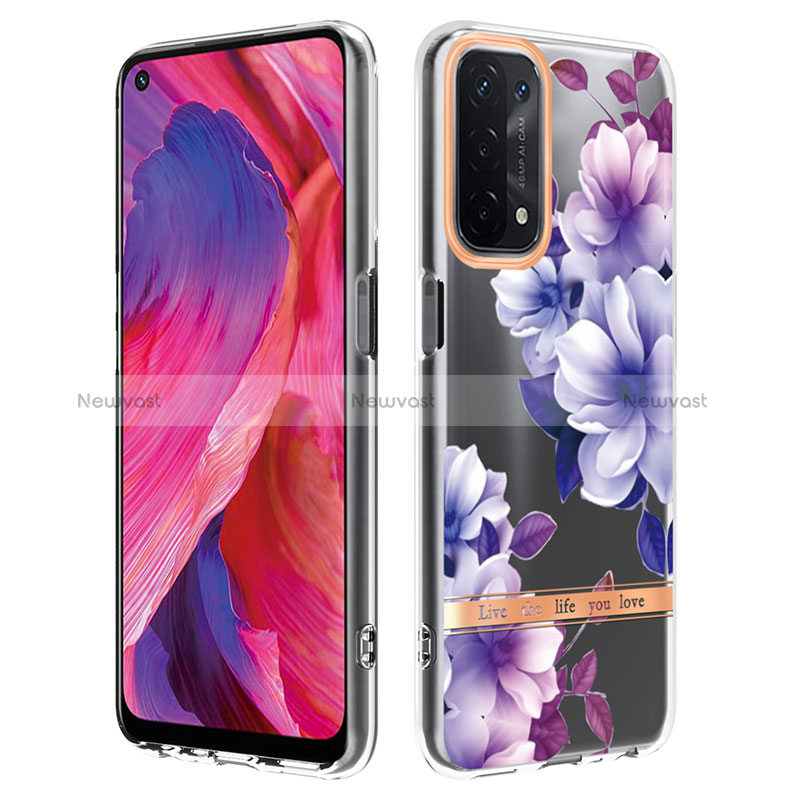 Silicone Candy Rubber Gel Fashionable Pattern Soft Case Cover Y06B for Oppo A74 5G Purple