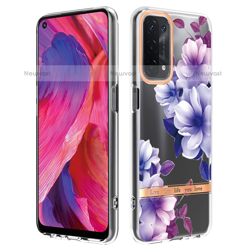 Silicone Candy Rubber Gel Fashionable Pattern Soft Case Cover Y06B for Oppo A93 5G Purple