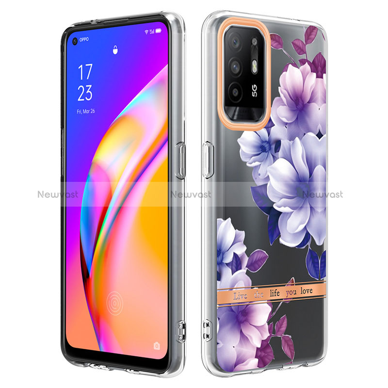 Silicone Candy Rubber Gel Fashionable Pattern Soft Case Cover Y06B for Oppo Reno5 Z 5G Purple