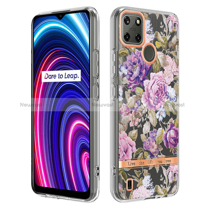 Silicone Candy Rubber Gel Fashionable Pattern Soft Case Cover Y06B for Realme C21Y Clove Purple