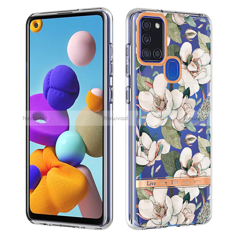 Silicone Candy Rubber Gel Fashionable Pattern Soft Case Cover Y06B for Samsung Galaxy A21s White