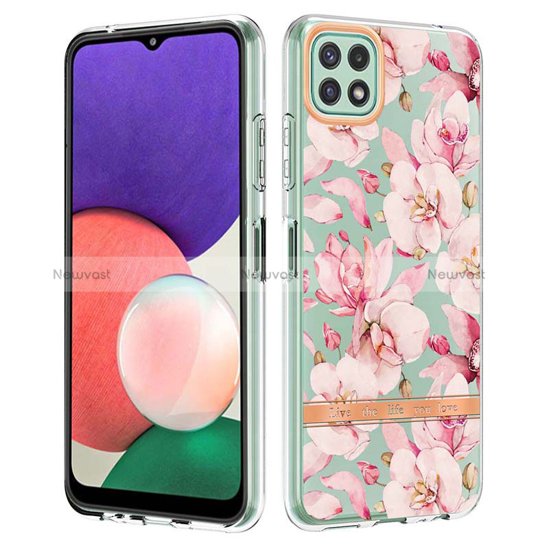 Silicone Candy Rubber Gel Fashionable Pattern Soft Case Cover Y06B for Samsung Galaxy A22 5G Pink