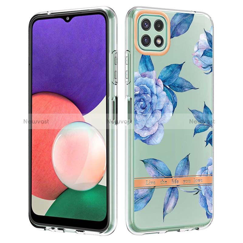 Silicone Candy Rubber Gel Fashionable Pattern Soft Case Cover Y06B for Samsung Galaxy A22s 5G Blue