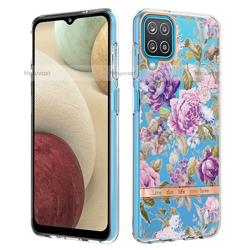 Silicone Candy Rubber Gel Fashionable Pattern Soft Case Cover Y06B for Samsung Galaxy F12 Clove Purple