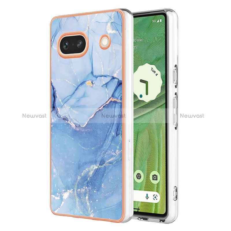 Silicone Candy Rubber Gel Fashionable Pattern Soft Case Cover Y07B for Google Pixel 7a 5G Blue