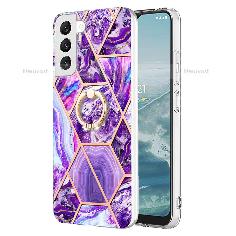 Silicone Candy Rubber Gel Fashionable Pattern Soft Case Cover Y13B for Samsung Galaxy S22 5G Purple