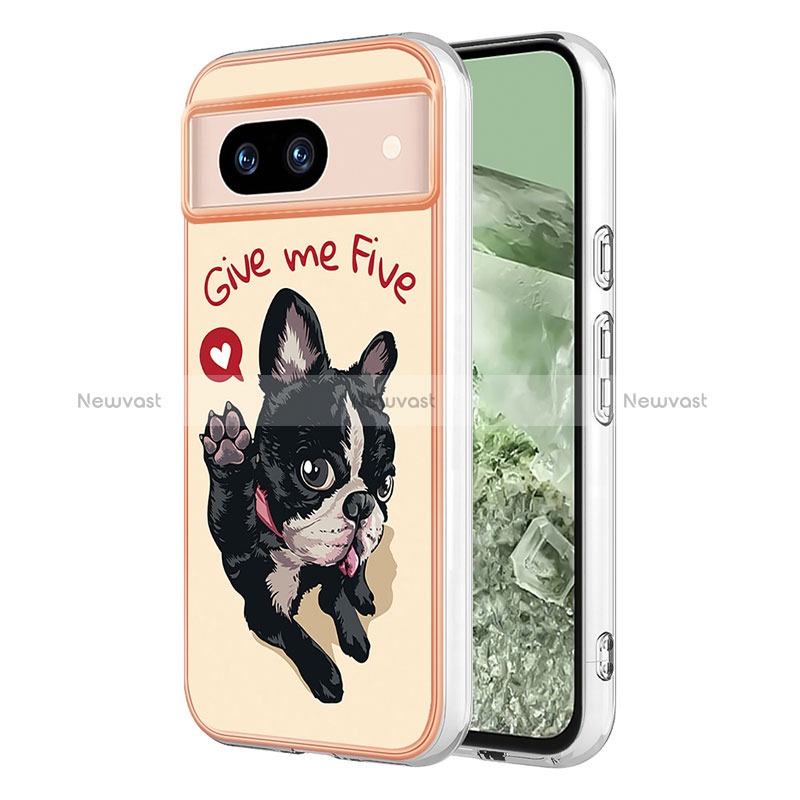 Silicone Candy Rubber Gel Fashionable Pattern Soft Case Cover YB2 for Google Pixel 8a 5G Khaki