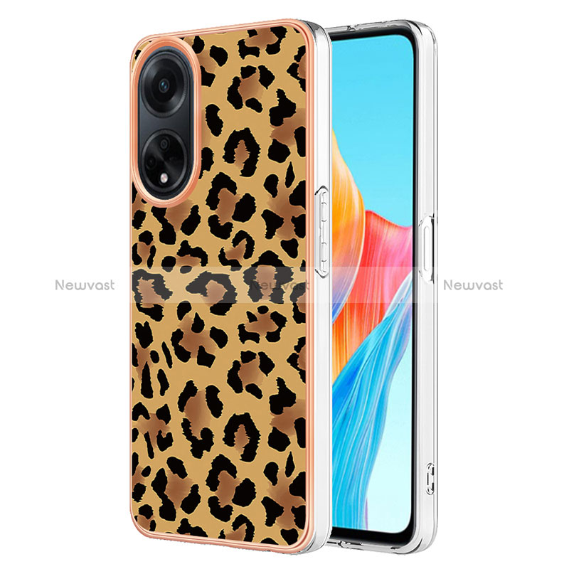 Silicone Candy Rubber Gel Fashionable Pattern Soft Case Cover YB2 for Oppo A98 5G Brown