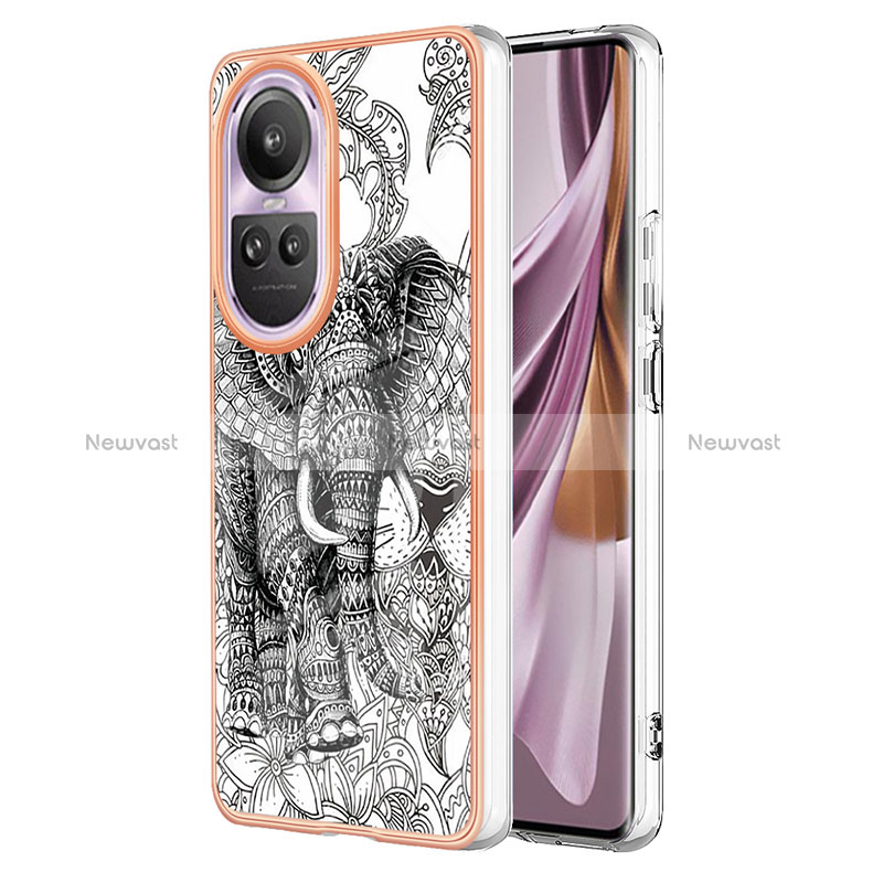 Silicone Candy Rubber Gel Fashionable Pattern Soft Case Cover YB2 for Oppo Reno10 Pro 5G Gray