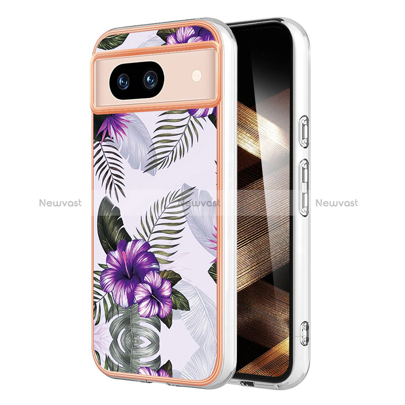 Silicone Candy Rubber Gel Fashionable Pattern Soft Case Cover YB3 for Google Pixel 8a 5G Purple