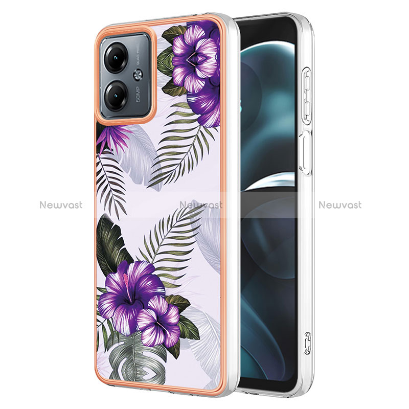 Silicone Candy Rubber Gel Fashionable Pattern Soft Case Cover YB3 for Motorola Moto G14 Purple