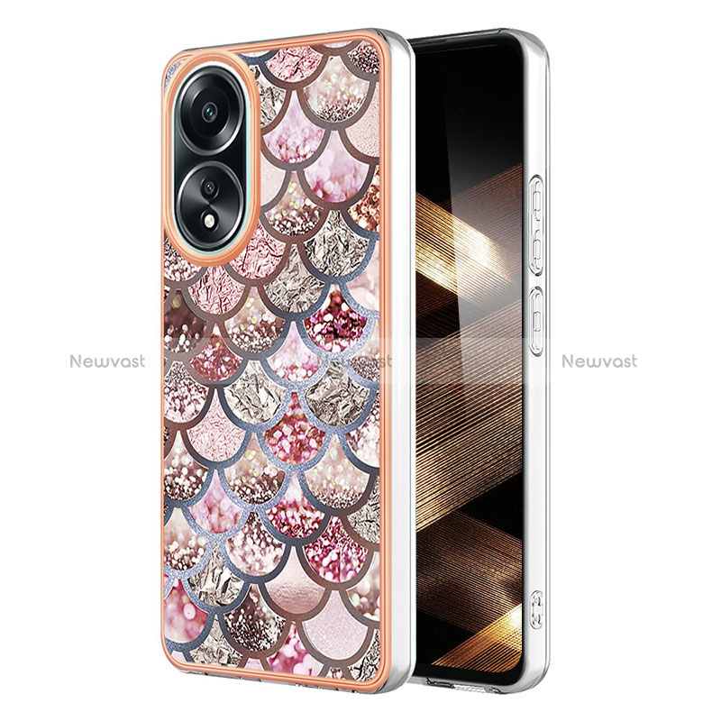 Silicone Candy Rubber Gel Fashionable Pattern Soft Case Cover YB3 for Oppo A38 Brown