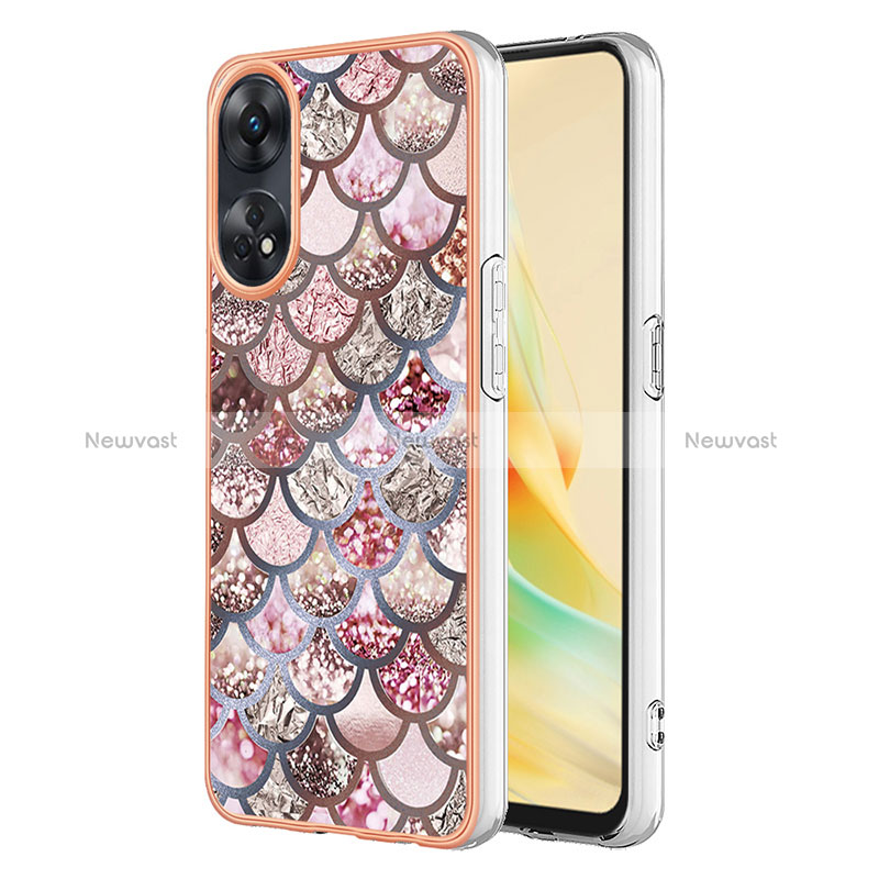 Silicone Candy Rubber Gel Fashionable Pattern Soft Case Cover YB3 for Oppo Reno8 T 4G Brown