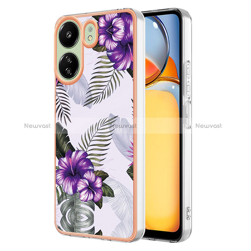 Silicone Candy Rubber Gel Fashionable Pattern Soft Case Cover YB3 for Xiaomi Redmi 13C Purple