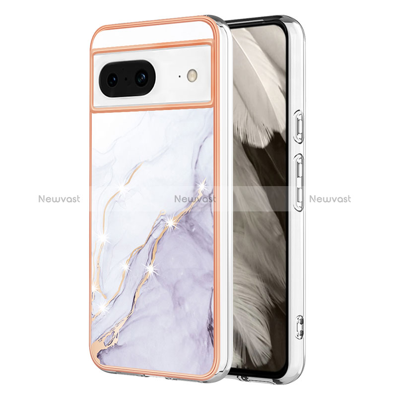 Silicone Candy Rubber Gel Fashionable Pattern Soft Case Cover YB5 for Google Pixel 8 5G White