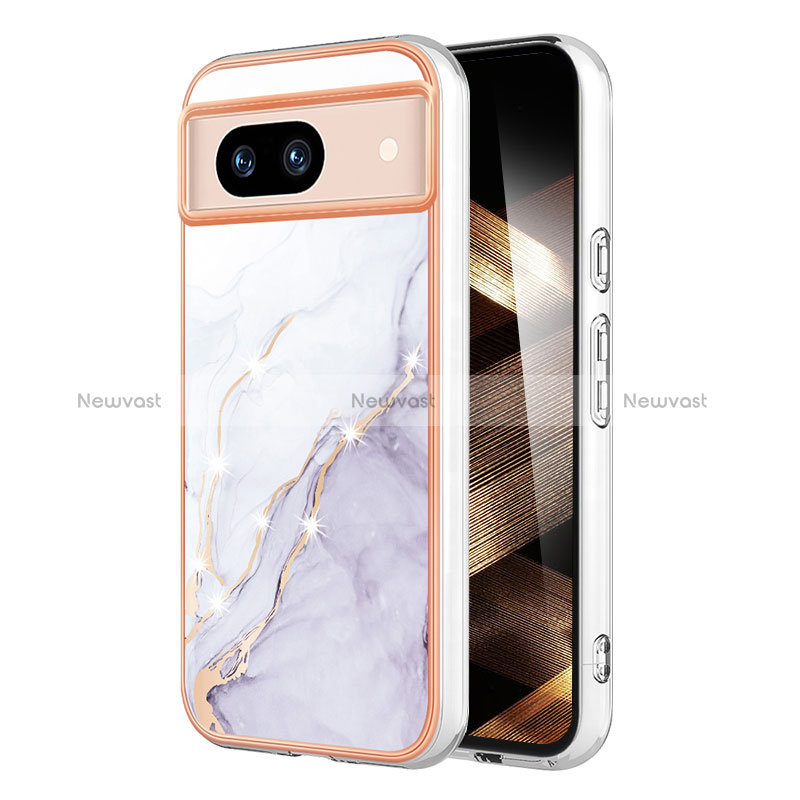Silicone Candy Rubber Gel Fashionable Pattern Soft Case Cover YB5 for Google Pixel 8a 5G White