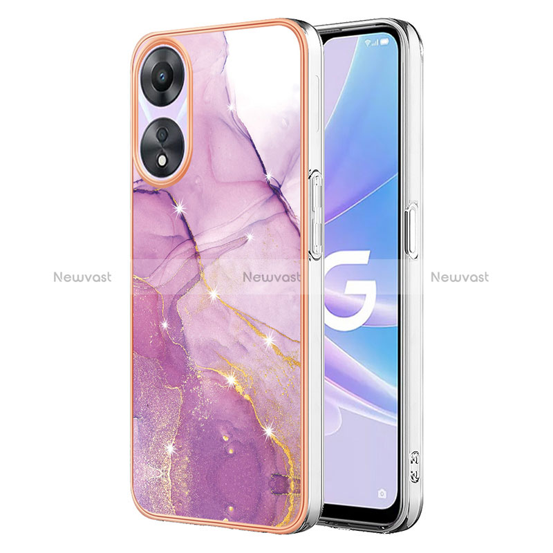 Silicone Candy Rubber Gel Fashionable Pattern Soft Case Cover YB5 for Oppo A58 5G Clove Purple