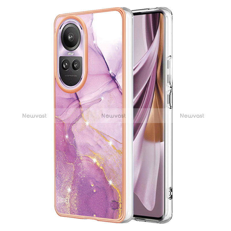 Silicone Candy Rubber Gel Fashionable Pattern Soft Case Cover YB5 for Oppo Reno10 5G Clove Purple