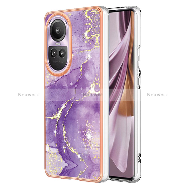 Silicone Candy Rubber Gel Fashionable Pattern Soft Case Cover YB5 for Oppo Reno10 5G Purple