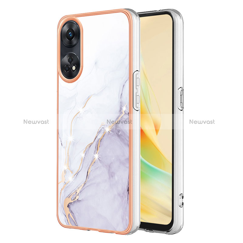 Silicone Candy Rubber Gel Fashionable Pattern Soft Case Cover YB5 for Oppo Reno8 T 4G White