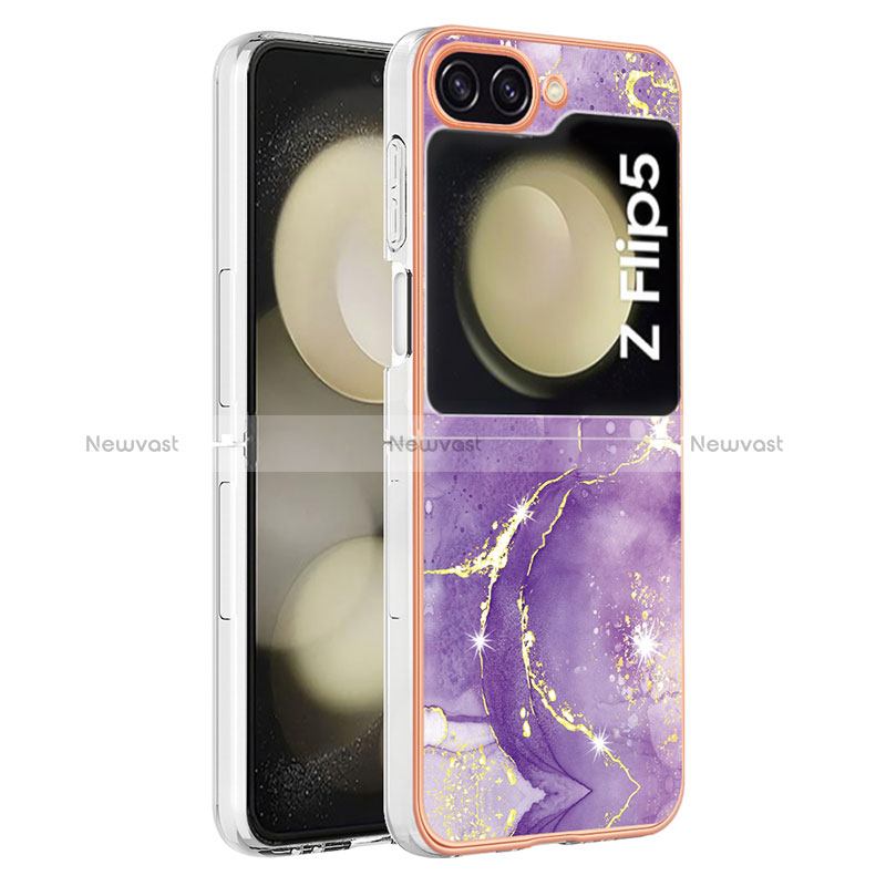 Silicone Candy Rubber Gel Fashionable Pattern Soft Case Cover YB5 for Samsung Galaxy Z Flip5 5G Purple