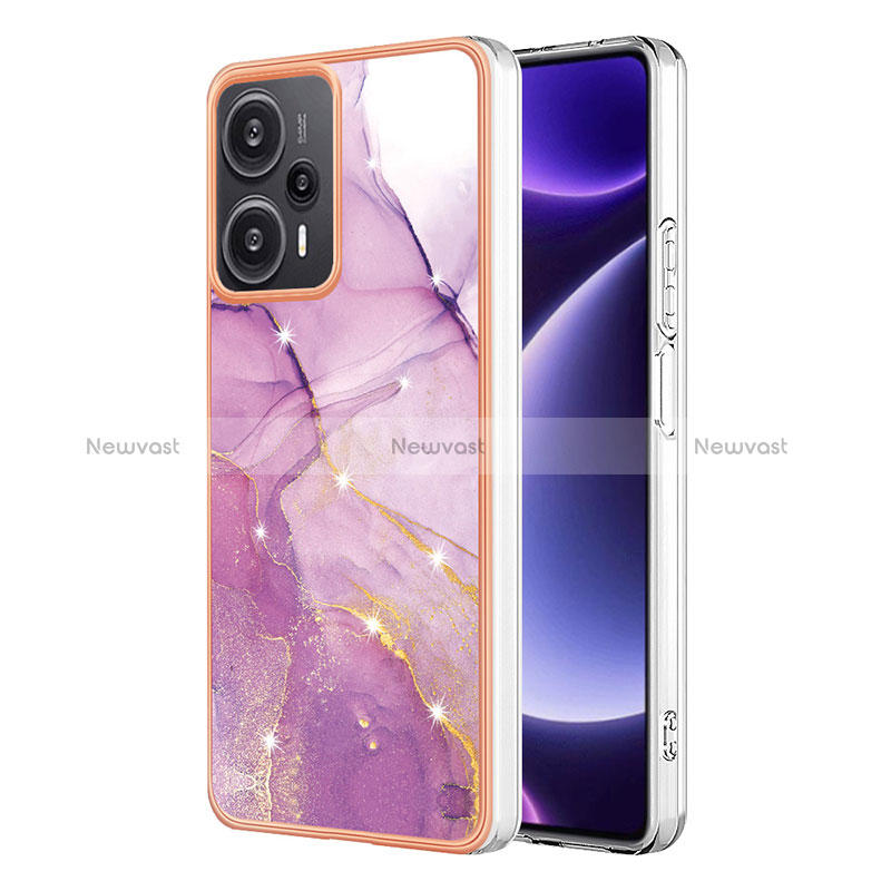 Silicone Candy Rubber Gel Fashionable Pattern Soft Case Cover YB5 for Xiaomi Poco F5 5G Clove Purple