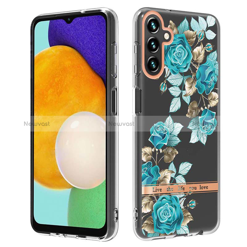 Silicone Candy Rubber Gel Fashionable Pattern Soft Case Cover YB6 for Samsung Galaxy A34 5G Cyan