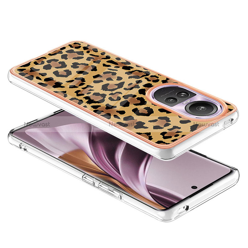 Silicone Candy Rubber Gel Fashionable Pattern Soft Case Cover YB8 for Oppo Reno10 5G Brown