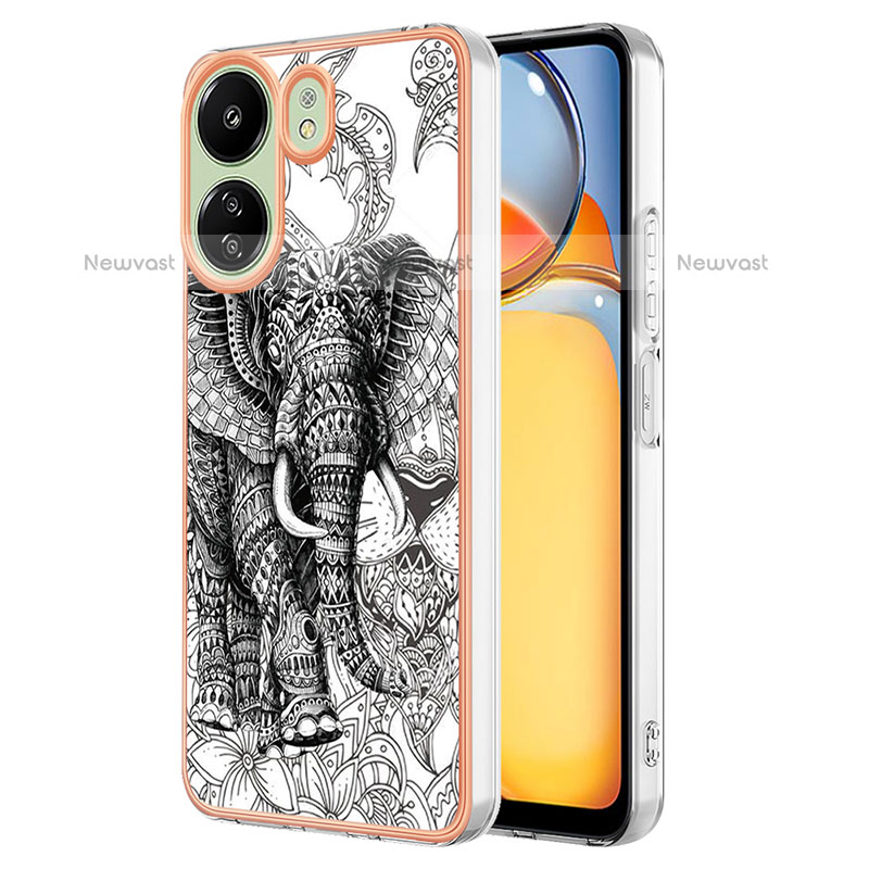 Silicone Candy Rubber Gel Fashionable Pattern Soft Case Cover YB8 for Xiaomi Poco C65 Gray