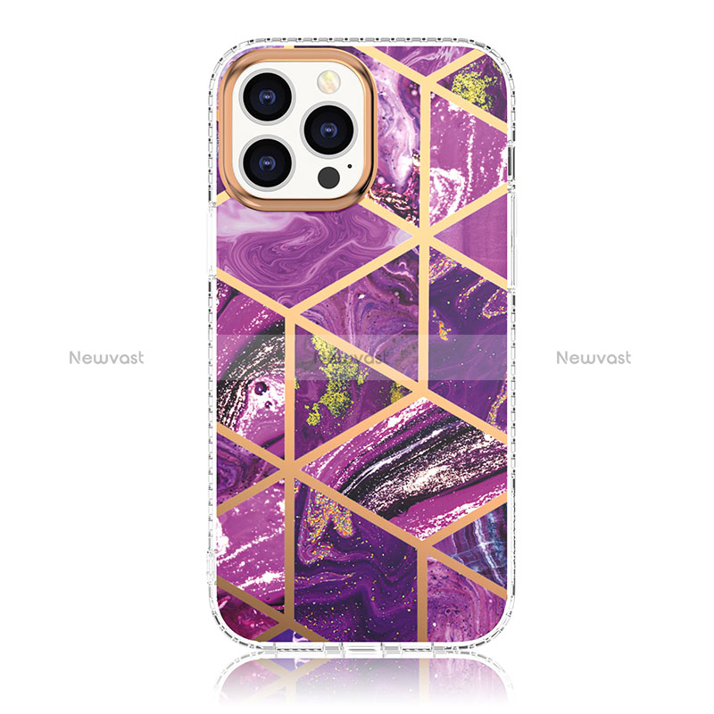 Silicone Candy Rubber Gel Fashionable Pattern Soft Case Cover YJ1 for Apple iPhone 13 Pro Max Purple