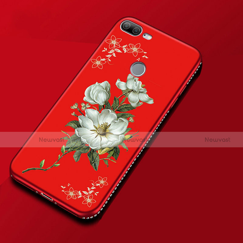 Silicone Candy Rubber Gel Flowers Soft Case Cover for Huawei Honor 9 Lite Red